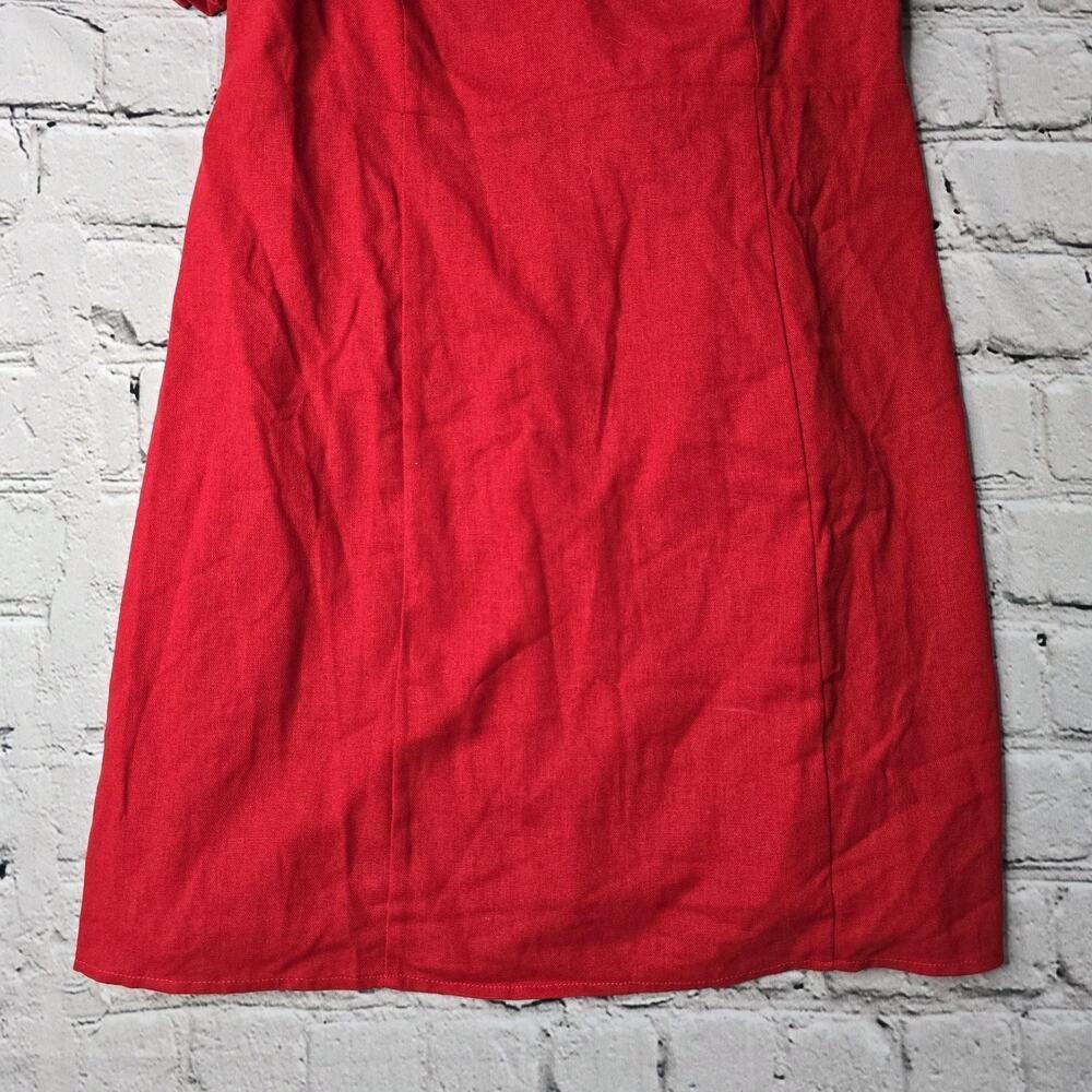Francescas Mi Ami Grettie Bow Back Mini Dress Red New Size Large Puff Sleeve - Picture 4 of 14
